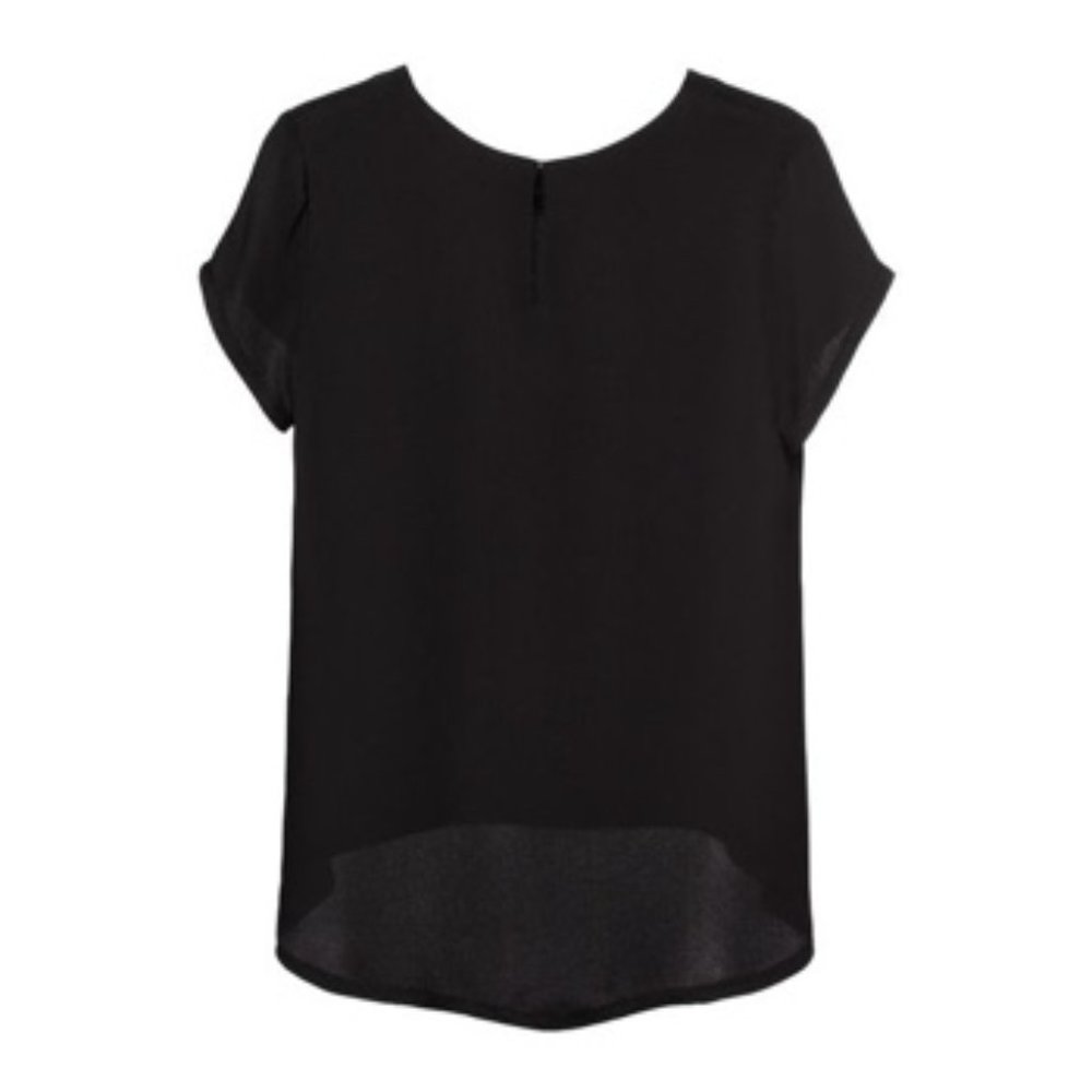 Cuyana Short Sleeve 100% Silk Tee Keyhole High-Low